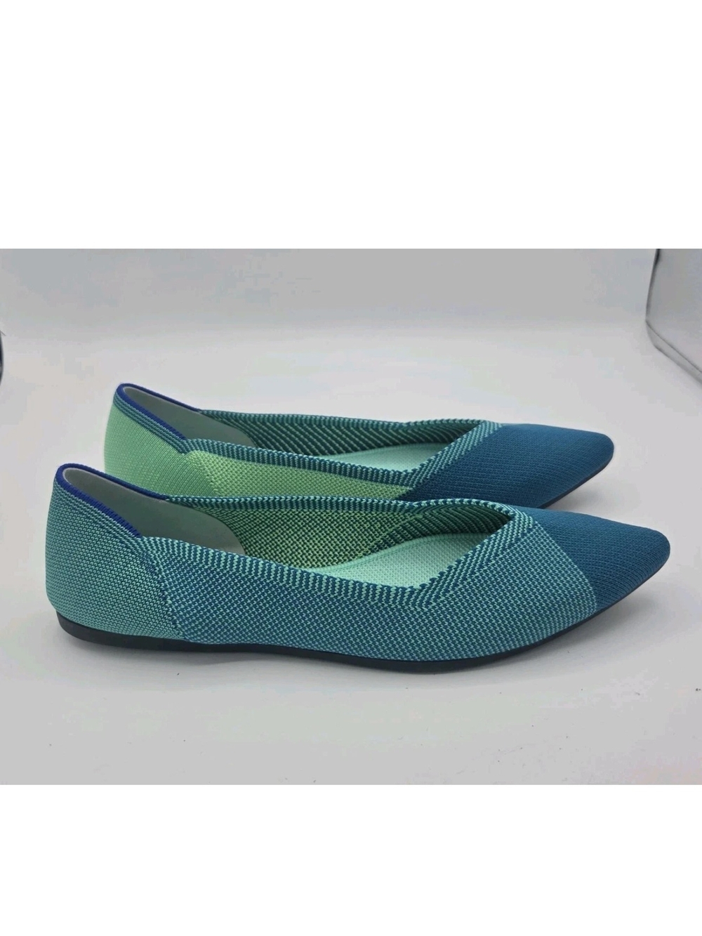 Rothy’s The Point Calypso Blue Jade Knit Flats Size 8.5 Retired Limited Edition